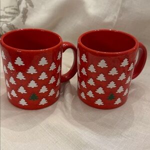Waechtersbach Red Christmas Tree Mugs, set of two.